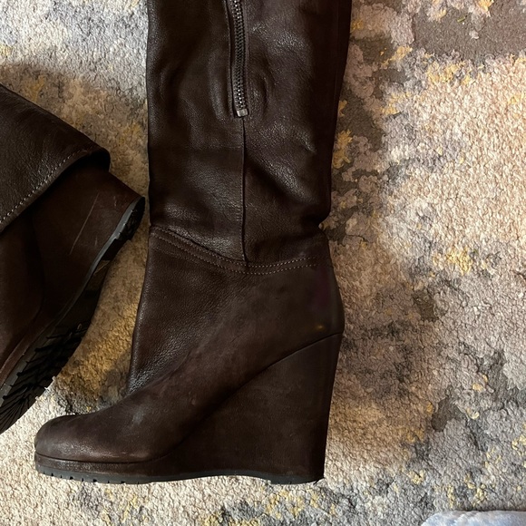 Brown leather Prada wedge boots size 36 - Picture 2 of 6